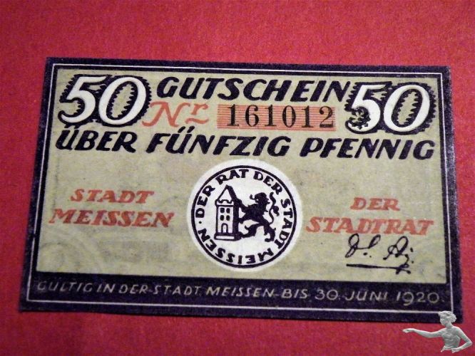 50 Pfennig Deutsches Reich 1920 Meissen Sachsen